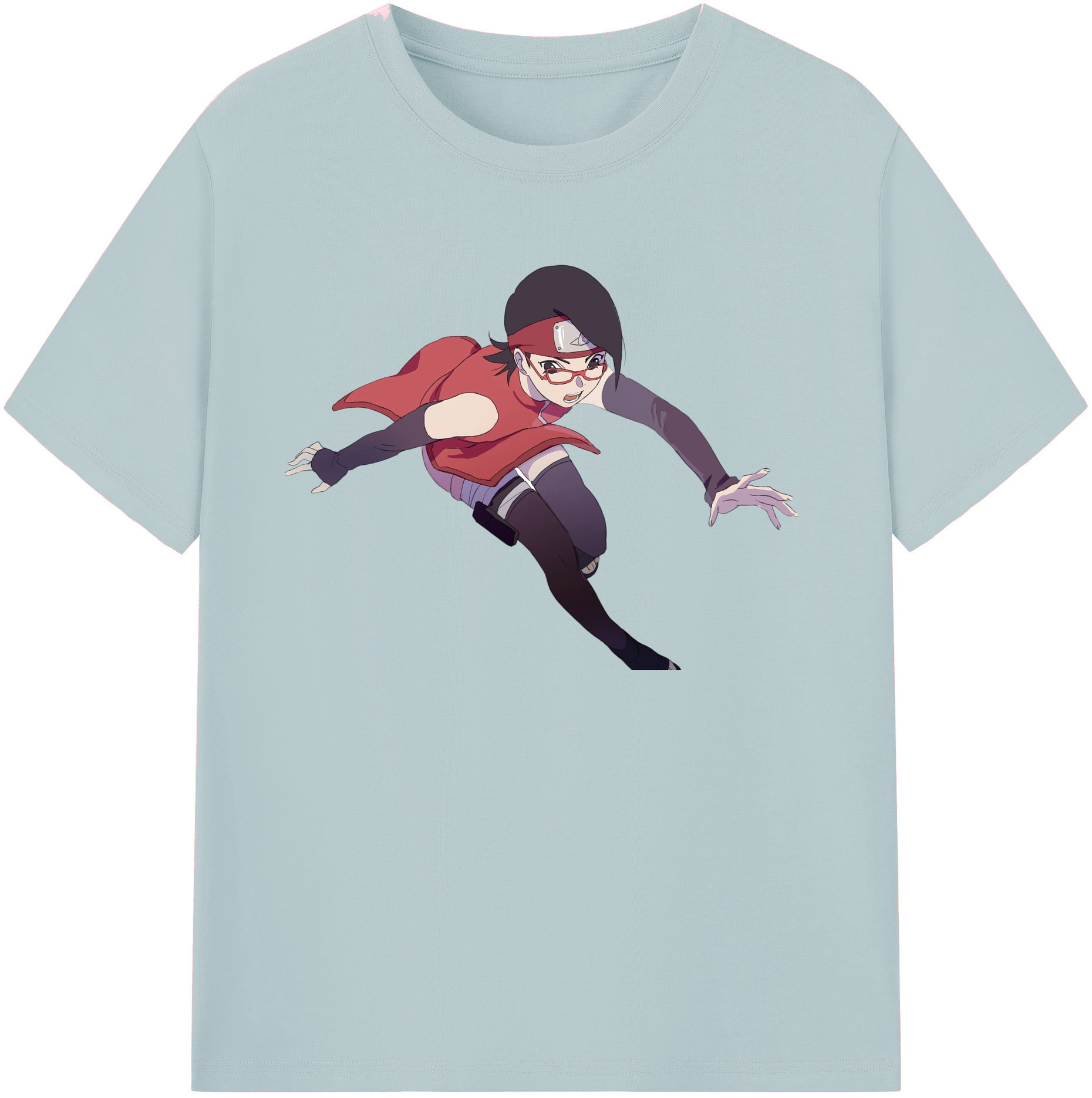 （画像用） NARUTO -ナルト- うちは サラダ Uchiha Sarada 綿100％半袖Tシャツ（フロントプリント）